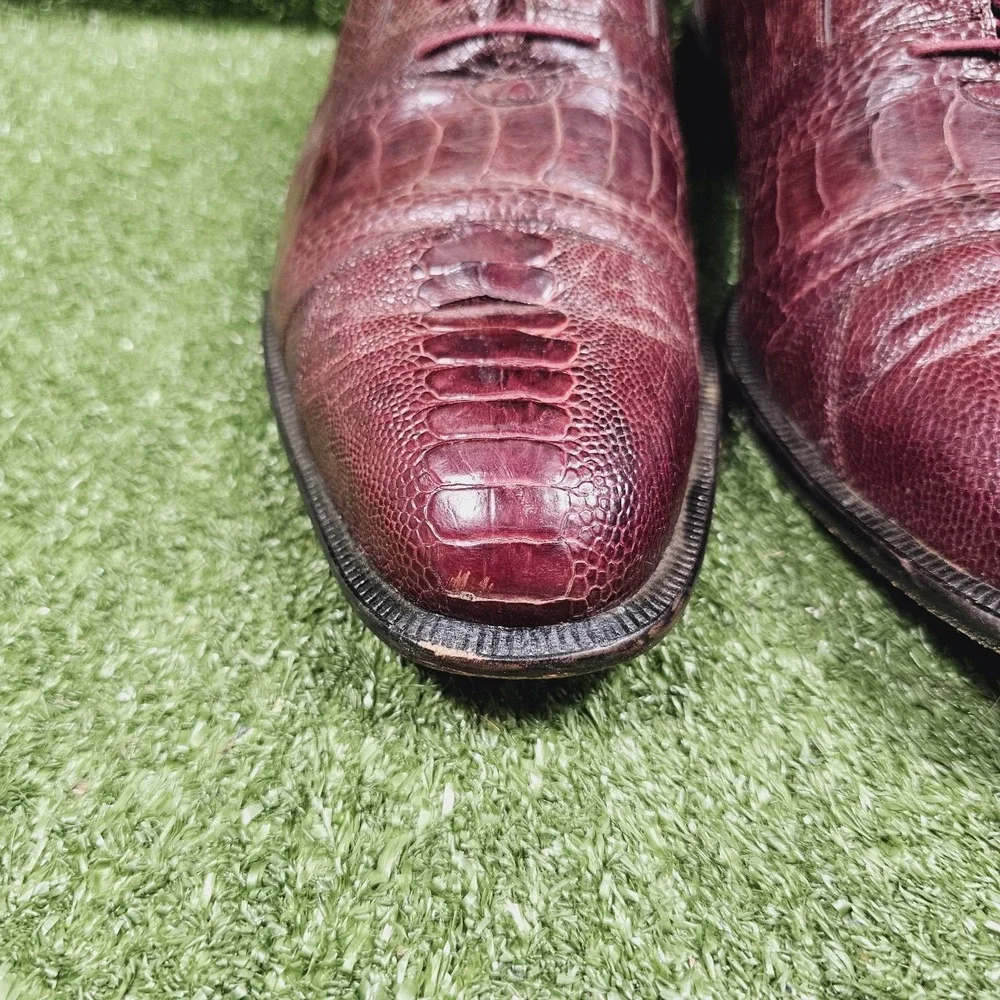 David Eden Genine Burgundy Leather Almond Toe Oxford Dress Shoes Mens Size 13